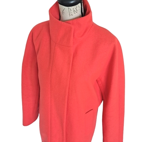 SOLD J. Crew Factory City long Coat Cocoon wool blend Pea coral red winter 10 - Picture 6 of 16